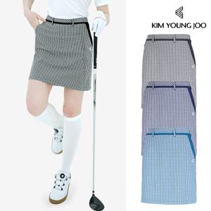 [김영주] 여성 여름 골프웨어 바둑체크 투포켓 스커트 치마