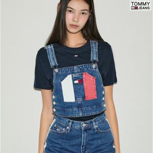 타미진 여성 TOMMY 오버롤 맬빵 데님 크롭탑