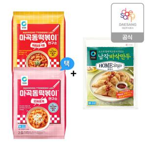 청정원 마곡동떡볶이 택 2개 + 호밍스 납작바삭만두 790g 1개