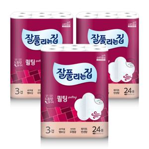 잘풀리는집 퀼팅 광폭 화장지 (너비107mm) 30m x 24롤 x 3팩