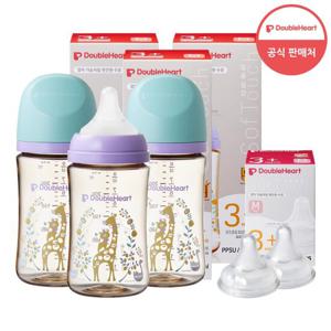 [더블하트] 3세대 240ml 디어프렌즈 젖병3개 +젖꼭지2개