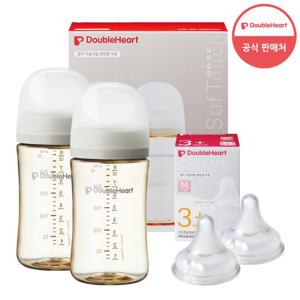 [더블하트] 3세대 240ml 모먼트 트윈팩(젖병2개) + 젖꼭지 2개