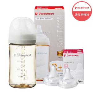 [더블하트] 3세대 240ml 모먼트 젖병1개(젖꼭지포함) +젖꼭지2개