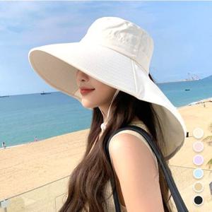 여름 햇빛 자외선 차단 와이드 여성 썬캡 버킷햇 물놀이 모자 성인 비치 롤업 플랩캡