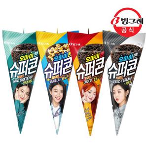 [빙그레] 슈퍼콘 아이스크림 쿠앤크/초코/바닐라/민트초코 24개