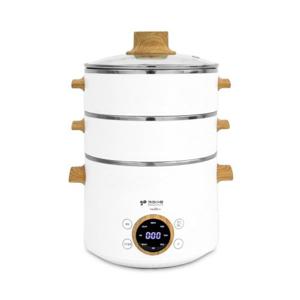 키친아트 3 in 1 대용량 스텐 2L 전기 멀티쿠커+2단찜기 KA-W2535(화이트+우드)