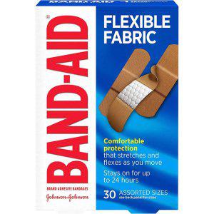 Band-Aid 밴드에이드 찰과상 보호, 관리 유연한 패브릭 접착 밴드 다양한 크기 30개입 4팩