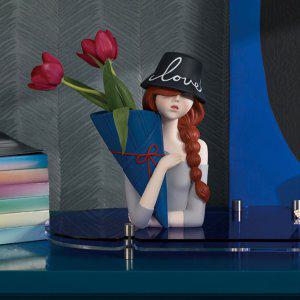 꽃화병 인테리어오브제 소녀 꽃병 테이블 거실 장식 꽃꽂이 캐비닛 장식 꽃 예술 홈 장식품