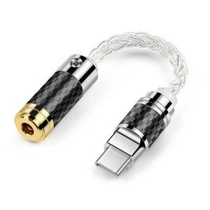 조명용 밸런스드 USB C 이어폰 케이블 컨버터 변환기오디오 8 가닥 스털링 실버 타입2.5mm 3.5mm 4.4mm