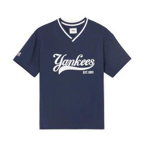[현대백화점 충청점] [MLB키즈] 바시티 V넥 우븐 티셔츠(7ATSV0743-50NYS)