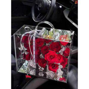 아크릴 선물 상자 꽃 포장 박스 가방 투명 특별한