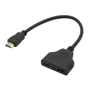 듀얼모니터 HDMI 2구 포트 분배기 케이블 변환 잭 젠터 금도금