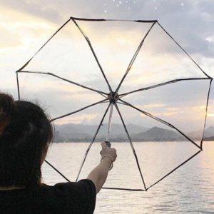 시야확보 미니 3단 반자동 투명 우산 / 어린이우산 초경량우산 경량우산