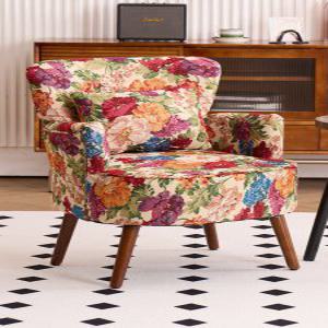 북유럽 싱글 소파 엔틱 꽃무늬 홈 발코니 거실 침실 레저 중반 스타일 단단한 소파 의자