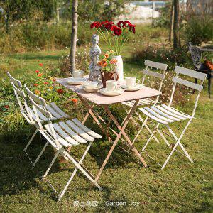 원예 테라스꾸미기 철제 정원 가꾸기 빈티지 철제 직사각형 접이식 테이블과 의자