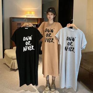 레터링 박스 롱 원피스 여성 의류