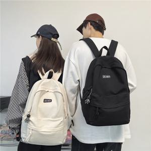심플 솔리드 캐주얼 커플 캔퍼스 백팩백팩 중학생 남녀 공용 학원 가방