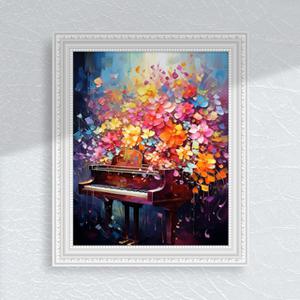 피아노와 꽃 꽃그림 음악 악기 연주 장식 DIY 그림그리기 명화 인테리어액자 캔버스 유화세트