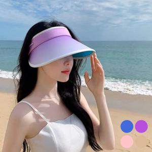 그라데이션 가벼운 썬캡 햇빛 차단 모자 시원한 차단썬캡 여자 돌돌이 여름 바캉스 챙넓은