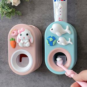 1pc 귀여운 토끼 자동 치약 압착기 - 욕실 벽용 펀치 없는 치약 홀더 - 치약 욕실 액세서리를 적용하는 쉽고 편리한 방법