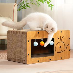 고래 테마 수직 고양이 스크래처 & 라운지 - 내구성 있는 골판지, 사계절 내내 고양이 놀이 및 휴식 스테이션
