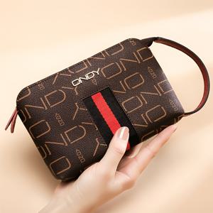빈티지 패턴 지퍼 지갑, 팔찌가 있는 대용량 클러치 지갑, 세련된 핸드폰 가방