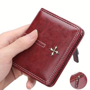 여성용 미니멀리스트 짧은 지갑, 빈티지 단색 지갑, 다목적 신용 카드 소지자