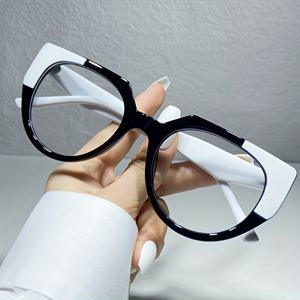 여성과 남성을 위한 레오파드 패션 안경테로, 고양이 눈 색상 블록 TR 프레임 클리어 렌즈 안경