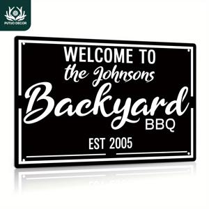 1개, 맞춤형 금속 틴 사인, 당신의 텍스트로 오신 것을 환영합니다. 2005년 설립된 Backyard BBQ, 개인화된 플라크 빈티지 판 벽 예술 장식, 가정, 농가, 정원을 위한 12x8인치 선물 친구, 가족을 위한
