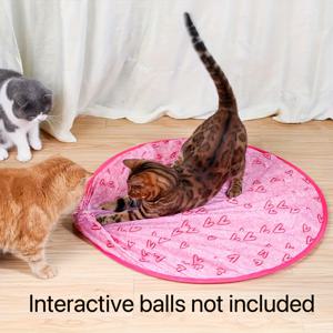 1개의 대화형 캔버스 고양이 롤링 장난감 커버, 하트 패턴, 고양이를 위한 비전기 실내 놀이 매트