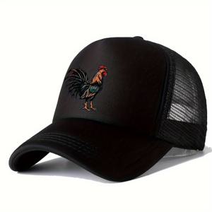 멋진 히피 곡선 브림 야구 모자, 수탉 프린트 통기성 메쉬 트러커 모자, 캐주얼 레저 야외 스포츠를 위한 스냅백 모자