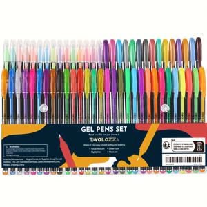 60팩 젤 펜 세트 - 60가지 독특한 색상 - 무독성, 중복 없음 글리터, 메탈릭, 네온, 파스텔 및 클래식 색상 - 성인과 학생을 위한 완벽한 선물!