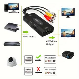 HDMI 인증, HDMI To RCA, HDMI To AV 변환기, 1080P RCA 복합 비디오 오디오 변환기 어댑터 커넥터, HDMI To AV 변환기 비디오 신호 플러그 어댑터에 사용, PAL/NTSC 시스템 지원, TV/PC/PS3/STB/에 적합 Xbox VHS/VCR/블루레이 DVD 플레이어