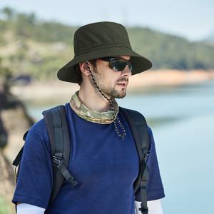 해변 캠핑 여행용으로 퀵 드라이 UV 보호가 있는 남성용 접이식 아웃도어 버킷 모자 1개