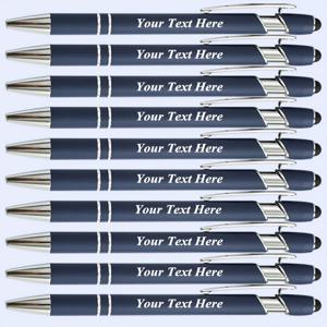 소프트 터치, 절묘한 맞춤형 펜, 기념일, 아버지의 날, 생일 또는 기타 특별한 날을 위한 완벽한 선물을 갖춘 고급스러운 진한 파란색 볼펜 10개(검정 잉크)(맞춤형)