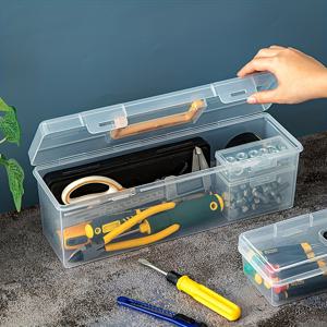 투명한 플라스틱 수납 정리함 - 다용도 도구, 미술 및 네일 용품 보관함 - 튼튼하고 쌓을 수 있는 - 대형 사이즈