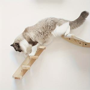 1pc 벽 마운트 고양이 등반 계단, Sisal 고양이 잡아 사다리, 4 계층 디자인 고양이 가구 고양이 벽 선반 퍼치 잠자는