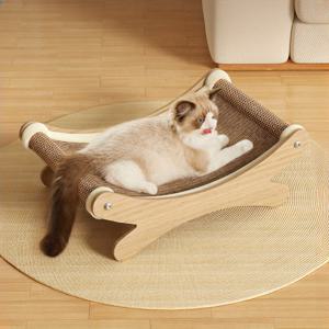 디럭스 고양이 라운저 스크래치 패드 포함 - 사계절용 시살 네스트, 탈모 없는 고양이용 리클라이너 침대