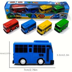 어린이 장난감 4 개/대 소년 크리스마스, 할로윈, 추수 감사절 선물을 위한 작은 버스 풀백 장난감 자동차