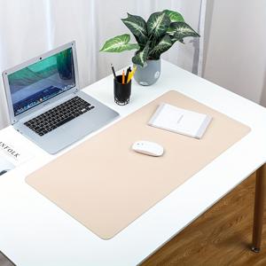 사무실 책상과 작성용 책상용 큰 듀얼용 마우스 패드, 베이지 가짜 가죽, PU 소재, 방수 및 방진 기능.