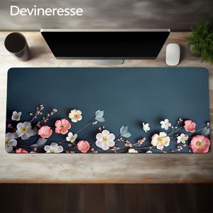 라텍스 소재로 만든 컴퓨터 마우스 매트 35.4x15.7인치, 사무실 책상에 어울리는 귀여운 다채로운 꽃 무늬 게이밍 마우스 패드