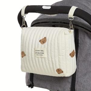 유아용 카툰 곰 패턴 스트롤러 수납 가방, 스트롤러 행거 가방, 병 기저귀 수납 가방, 엄마 핸드백