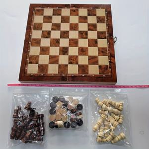 3 in 1 나무 체스, 접이식 휴대용 퍼즐 보드 전략 게임