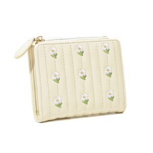 스냅 버튼 스몰 지갑, 카드 슬롯이 있는 귀여운 꽃무늬 인조 가죽 지갑 & 신분증 창