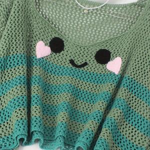 플러스 사이즈 표현 패턴 스웨터, 캐주얼 긴 소매 컷아웃 스트라이프 스웨터, 여성용 플러스 사이즈 의류