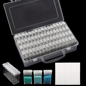 1 Pc DIY 다이아몬드 페인팅 보관 상자, 64 슬롯 64 라벨 비드 보관 상자, 투명 플라스틱 보관 상자, 네일 액세서리 보관 상자, DIY 아트 보관 용기, 보석 및 보석 보관 상자