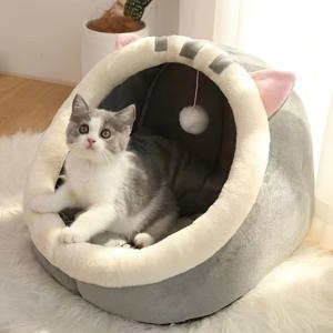 고양이 침대 사계절 사용 가능한 고양이 둥지 반투명한 고양이 집 따뜻한 고양이 침대 애완 동물 용품