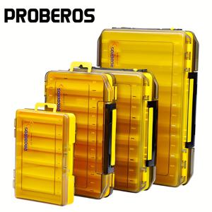 Proberos 1pc 양면 방수 낚시 태클 상자, 플라스틱 낚시 미끼 미끼 보관 케이스, 낚시 장비