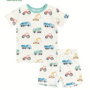 마음에 드는 차이나 패턴이 있는 아이용 티셔츠와 편안한 반바지 2세트, MIOZING 대나무 섬유 제품, 유아용
