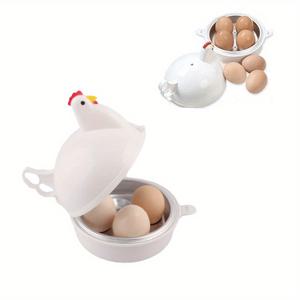 치킨 모양 전자레인지 계란 조리기, 4개 용량 플라스틱 보일러 스팀기, 빠른 삶기, 단단하고 부드러운 삶은 계란 메이커, 식품 안전 미니 계란 포칭 용기